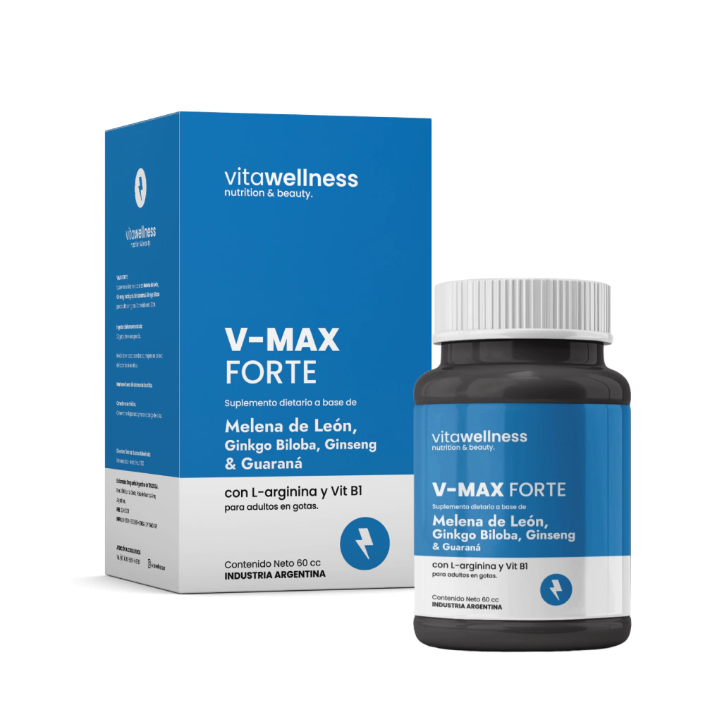 V-MAX FORTE Melena de León, Ginkgo Biloba, Ginseng & Guaraná